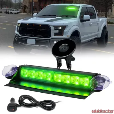Xprite 8" Green Cadet Series Windshield LED Strobe Lights - WSL-G1-8IN-G