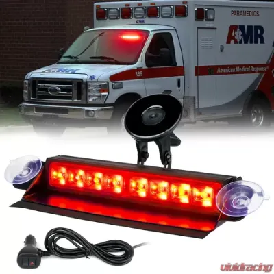 Xprite 8" Red Cadet Series Windshield LED Strobe Lights - WSL-G1-8IN-R