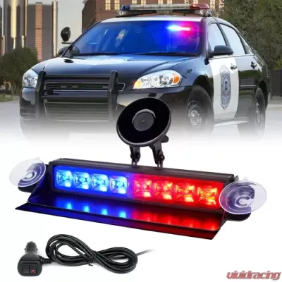 Xprite 8" Red/Blue Cadet Series Windshield LED Strobe Lights - WSL-G1-8IN-RB