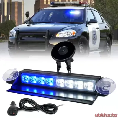 Xprite 8" White/Blue Cadet Series Windshield LED Strobe Lights - WSL-G1-8IN-WB