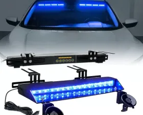 Xprite Blue Chaser Series Dual LED Visor Windshield Strobe Lights