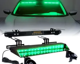 Xprite Green Chaser Series Dual LED Visor Windshield Strobe Lights