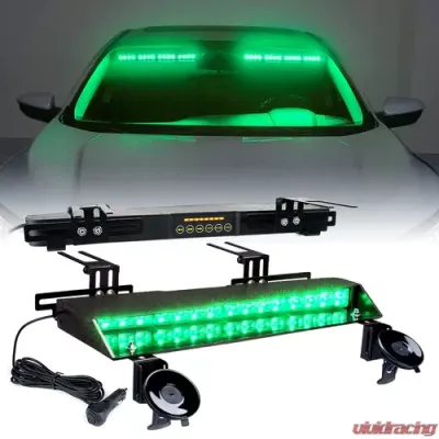 Xprite Green Chaser Series Dual LED Visor Windshield Strobe Lights - YL-145-G1-G