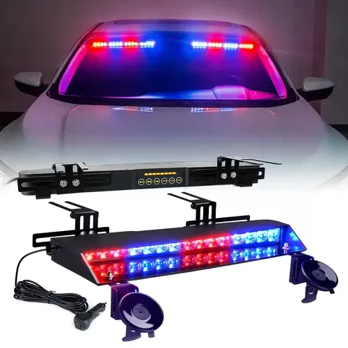 Xprite Red/Blue Chaser Series Dual LED Visor Windshield Strobe Lights - YL-145-G1-RB