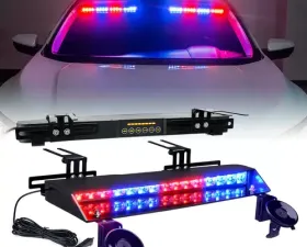 Xprite Red/Blue Chaser Series Dual LED Visor Windshield Strobe Lights