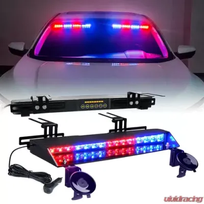 Xprite Red/Blue Chaser Series Dual LED Visor Windshield Strobe Lights - YL-145-G1-RB