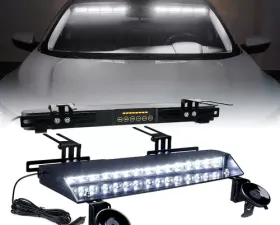 Xprite White Chaser Series Dual LED Visor Windshield Strobe Lights