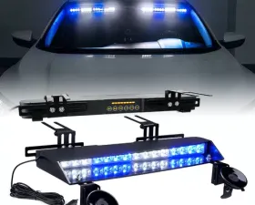Xprite White/Blue Chaser Series Dual LED Visor Windshield Strobe Lights