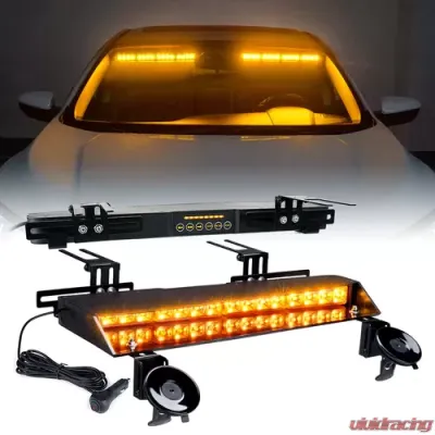 Xprite Amber Chaser Series Dual LED Visor Windshield Strobe Lights - YL-145-G1-Y