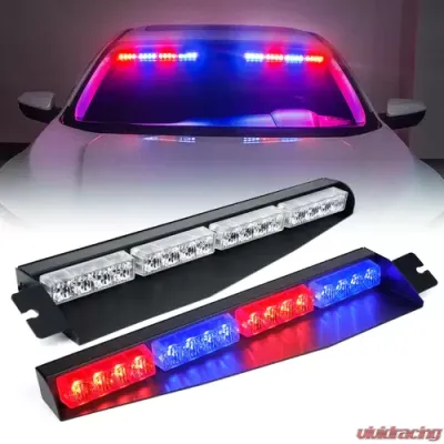 Xprite Red/Blue Elite Series Dual LED Visor Windshield Strobe Lights - YL-145-RB