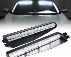 Xprite White Elite Series Dual LED Visor Windshield Strobe Lights