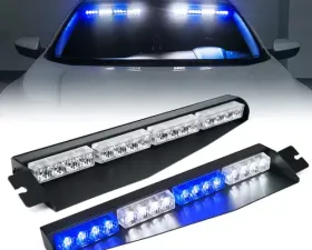 Xprite White/Blue Elite Series Dual LED Visor Windshield Strobe Lights