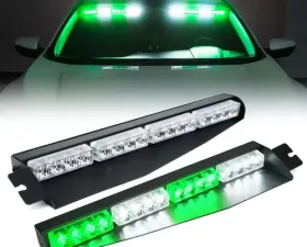 Xprite White/Green Elite Series Dual LED Visor Windshield Strobe Lights