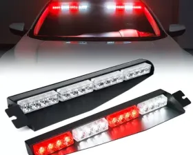 Xprite White/Red Elite Series Dual LED Visor Windshield Strobe Lights