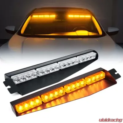Xprite Amber Elite Series Dual LED Visor Windshield Strobe Lights - YL-145-Y
