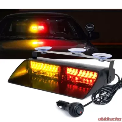 Xprite Red/Amber Undercover Series LED Strobe Lights For Dash / Windshield With Suction Cups - YL125-RY