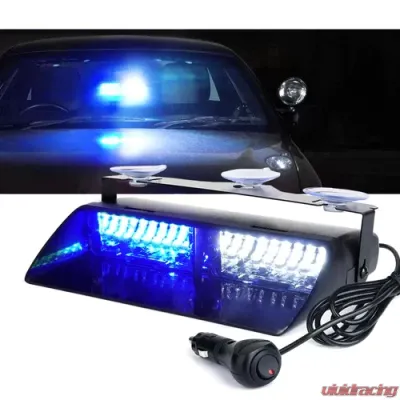 Xprite White/Blue Undercover Series LED Strobe Lights For Dash / Windshield With Suction Cups - YL125-WB