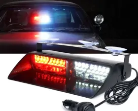 Xprite White/Red Undercover Series LED Strobe Lights For Dash / Windshield With Suction Cups