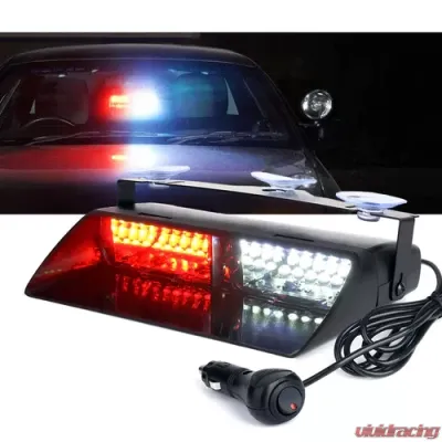 Xprite White/Red Undercover Series LED Strobe Lights For Dash / Windshield With Suction Cups - YL125-WR