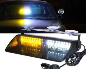 Xprite White/Amber Undercover Series LED Strobe Lights For Dash / Windshield With Suction Cups