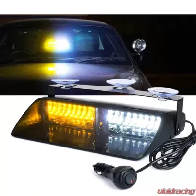 Xprite White/Amber Undercover Series LED Strobe Lights For Dash / Windshield With Suction Cups - YL125-WY