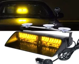 Xprite Amber Undercover Series LED Strobe Lights For Dash / Windshield With Suction Cups