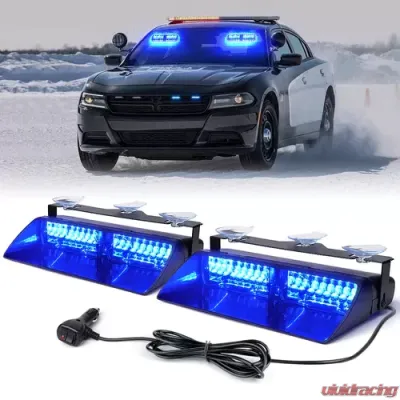 Xprite Blue Unmarked Series Dual LED Windshield Strobe Lights - YL126-B