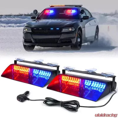 Xprite Red/Blue Unmarked Series Dual LED Windshield Strobe Lights - YL126-RB