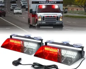 Xprite White/Red Unmarked Series Dual LED Windshield Strobe Lights