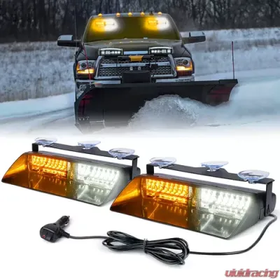 Xprite White/Amber Unmarked Series Dual LED Windshield Strobe Lights - YL126-WY