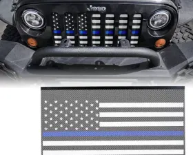Xprite Law Enforcement Blue Stripe Mesh Grille Insert Jeep Wrangler JK 2007-2018