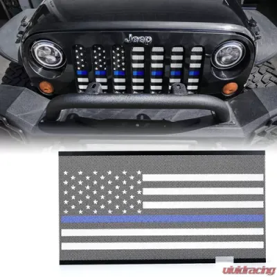 Xprite Law Enforcement Blue Stripe Mesh Grille Insert Jeep Wrangler JK 2007-2018 - ZS-0001-FLAG-G1B