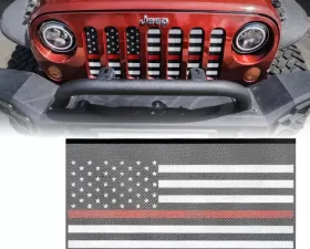 Xprite Firefighter Red Stripe Mesh Grille Insert Jeep Wrangler JK 2007-2018