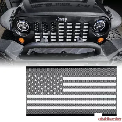Xprite Black & White Flag Mesh Grille Insert Jeep Wrangler JK 2007-2018 - ZS-0001-FLAG-G1WK