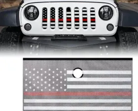 Xprite Firefighter Red Stripe Mesh Grille Insert with Lock Hole Jeep Wrangler JK 2007-2018