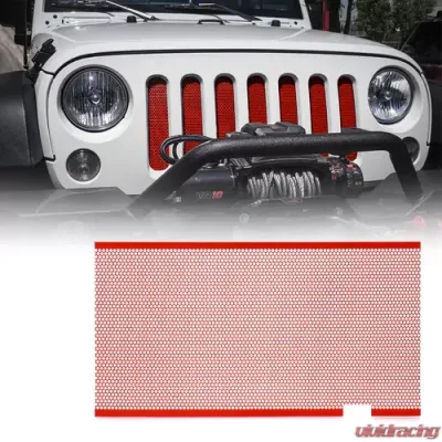 Xprite Red Stainless Steel Original Grille Mesh Insert Jeep Wrangler JK JKU 2007-2018 - ZS-0001R-G1