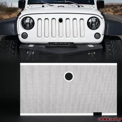 Xprite White Stainless Steel Original Grille Mesh Insert with Lock Hole Jeep Wrangler JK JKU 2007-2018 - ZS-0001W-G2