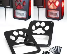 Xprite Black Paw Print Rear Taillight Covers Jeep Wrangler JK 2007-2018