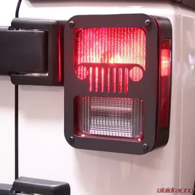 Xprite Black Jeep Grille Rear Taillight Covers Jeep Wrangler JK 2007-2018 - ZS-0004-G1-FACE
