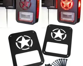 Xprite Black Star Rear Taillight Covers Jeep Wrangler JK 2007-2018
