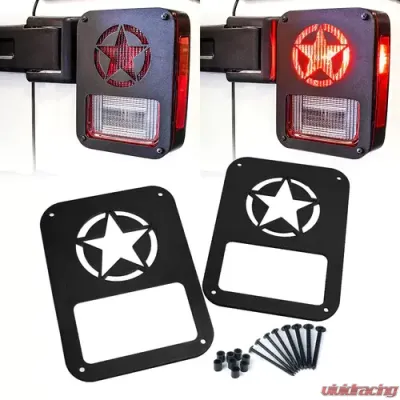 Xprite Black Star Rear Taillight Covers Jeep Wrangler JK 2007-2018 - ZS-0004-G1-STAR