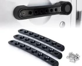Xprite 3-Piece Black Brushed Aluminum Door Handle Trim Inserts Jeep Wrangler JK 2007-2018