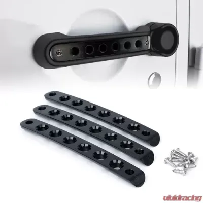 Xprite 3-Piece Black Brushed Aluminum Door Handle Trim Inserts Jeep Wrangler JK 2007-2018 - ZS-0005-2D-BLACK-G1