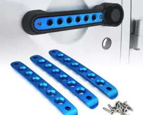 Xprite 3-Piece Blue Brushed Aluminum Door Handle Trim Inserts Jeep Wrangler JK 2007-2018