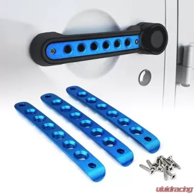 Xprite 3-Piece Blue Brushed Aluminum Door Handle Trim Inserts Jeep Wrangler JK 2007-2018 - ZS-0005-2D-BLUE-G1