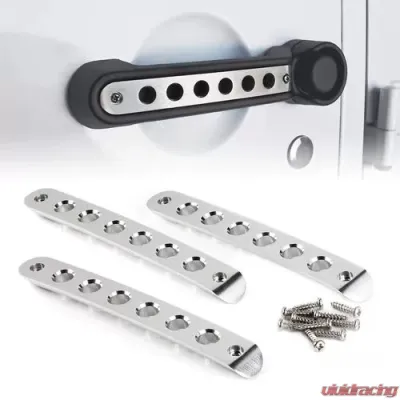 Xprite 3-Piece Brushed Aluminum Door Handle Trim Inserts Jeep Wrangler JK 2007-2018 - ZS-0005-2D-SILVER-G1