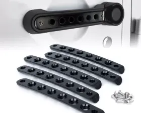 Xprite 5-Piece Black Brushed Aluminum Door Handle Trim Inserts Jeep Wrangler JK 2007-2018