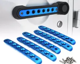 Xprite 5-Piece Blue Brushed Aluminum Door Handle Trim Inserts Jeep Wrangler JK 2007-2018