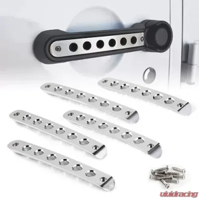 Xprite 5-Piece Silver Brushed Aluminum Door Handle Trim Inserts Jeep Wrangler JK 2007-2018 - ZS-0005-4D-SILVER-G1