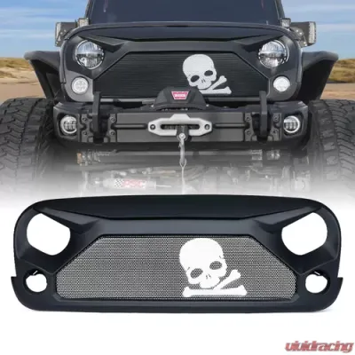 Xprite Skull Style Gladiator Grille with Steel Mesh Jeep Wrangler 2007-2018 - ZS-0084K-SKULL